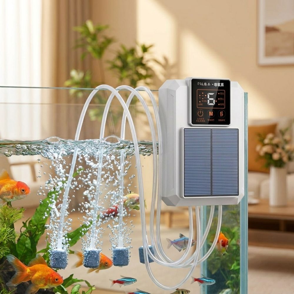Pet Supplies Super Silent Solar Oxygen Pump Water Proof Rechargeable Fishing Oxygen Pump High Air Flow Large Air Volume Portable Aerator Travel Camping