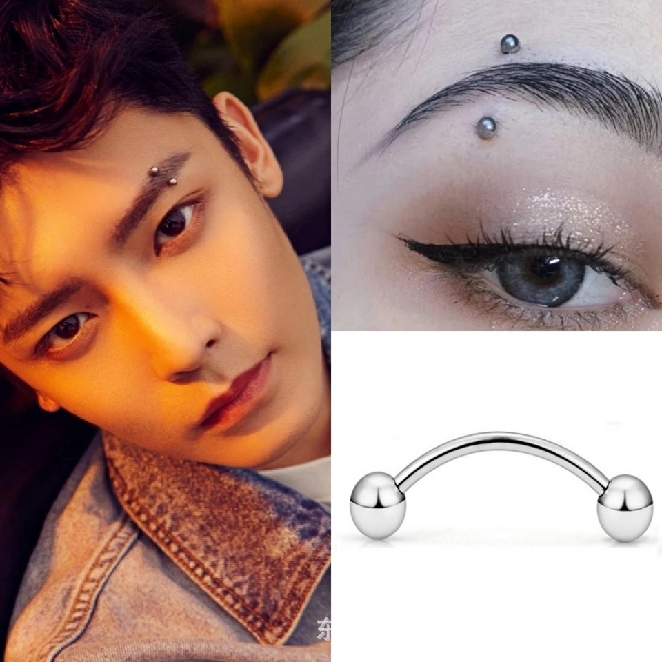 【Whoever uses it, who praises steel eyebrow nail lip nail color retention earring jewelry multi-color multi-size