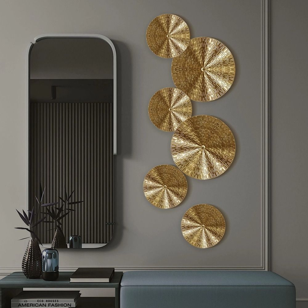 Frame Ring Portable Easy to Use Disc Wall Decor Irregular Round Straight Grain Wavy Art Wall Hanging Background Wall Ornaments Disc Wall Pendants Sofa Ornaments