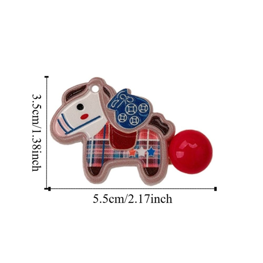 9pcs Cute Good Pony Hair Clip Cartoon Horse New Year Hairpin 2026 Year of the Horse Red New Year Hair Accessory Festive Occasions