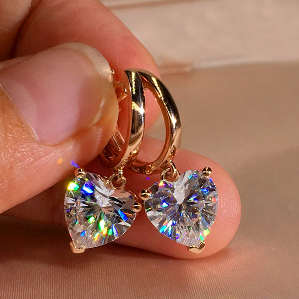 【Exclusive Discount】Cute Female 6/8mm Heart Hoop Vintage Rose Gold Wedding Jewelry Double Earrings For Wo