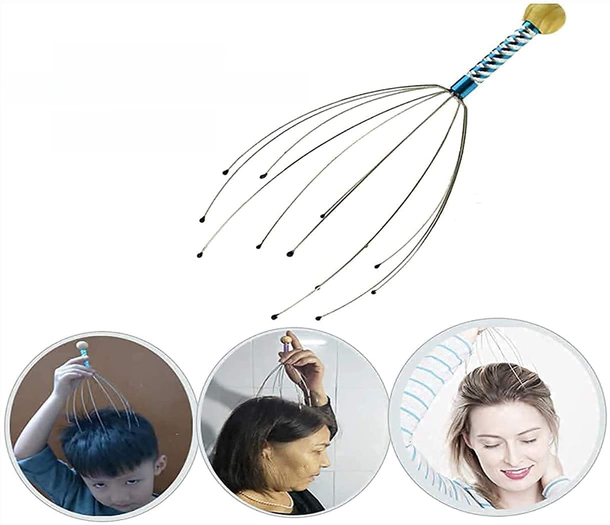 2 Pack Hand Held Scalp Massager for Head Pain Relief and Hair Growth Neck Manual Massager, Multicolour