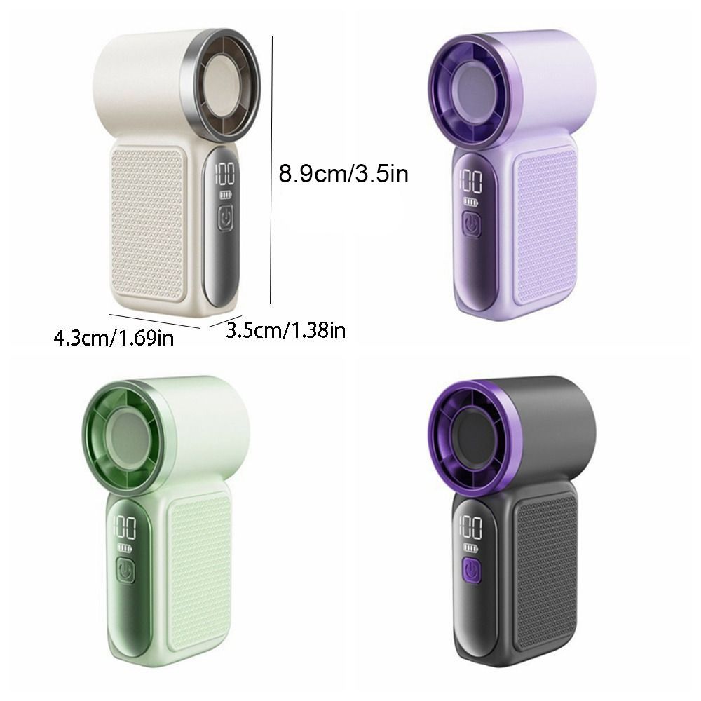 Powerful 6 Gear Wind Mini Portable Fan LED Display Air Turbo Tech Rechargeable Fan Ultra-quiet Adjustable Handheld Turbo Fan Makeup Setting