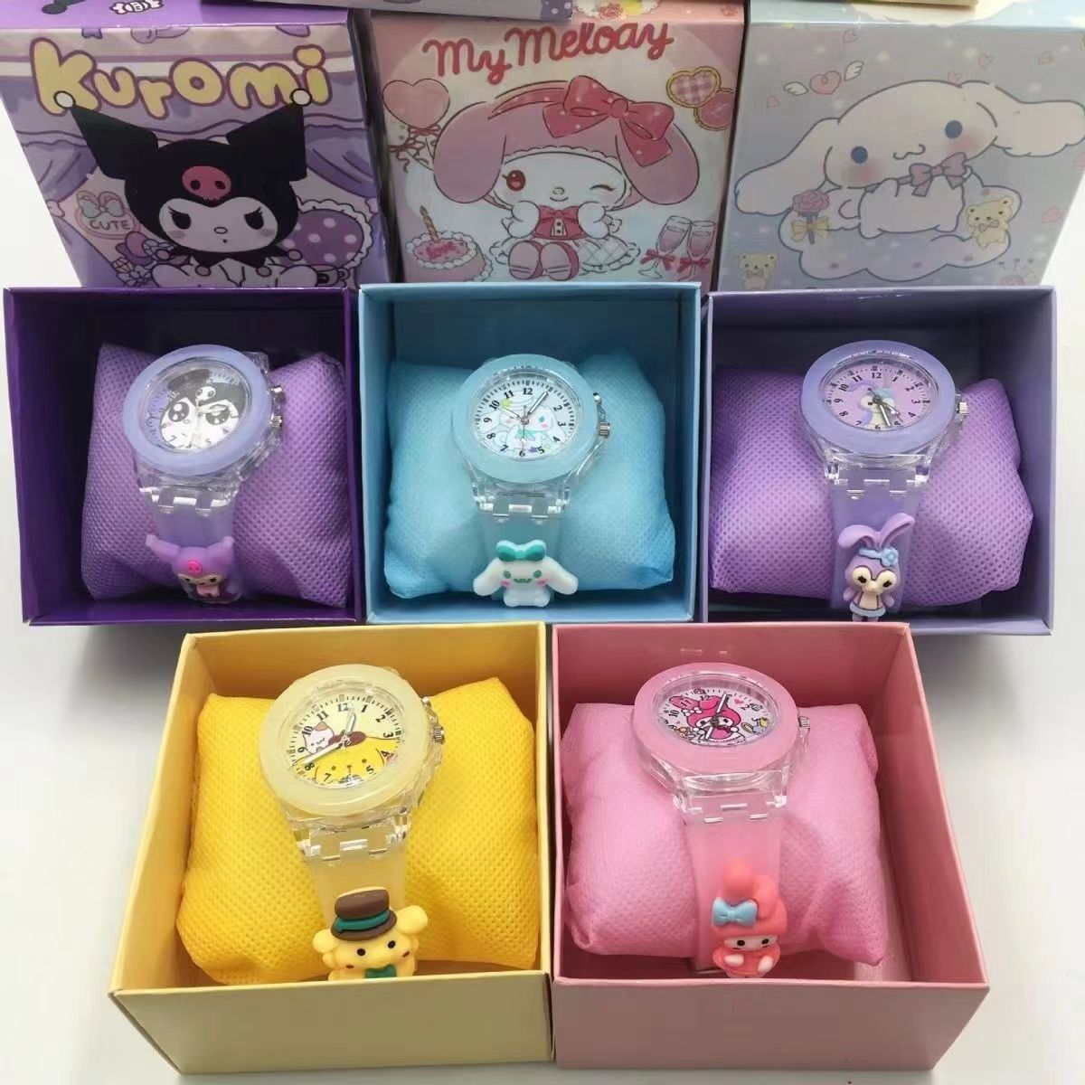 【Special offer】New Boxed Children's Light-Up Watch with Hello Kitty Jellykoemi for Girls - Cartoon Night Light Quartz Watch - Gift