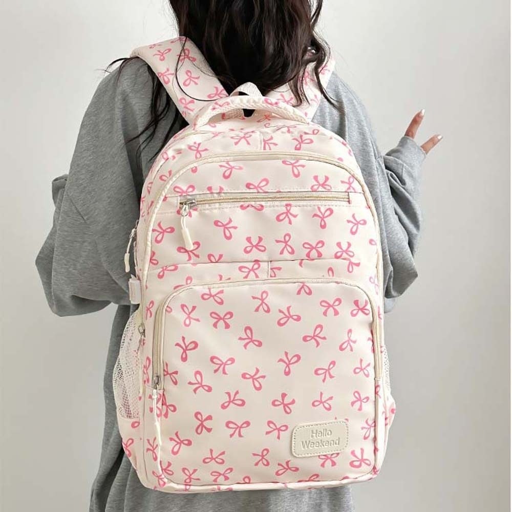 Laptop Bag Daypack Three-piece School Bag Set Casual with Pen Bag Nylon Bow Backpack Cloth Fixed Webbing Students School Bag Sport