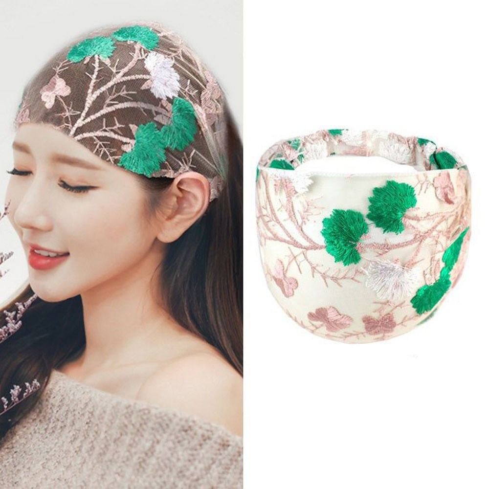 Sweet Headwear Wash Face For Girls Mesh Non Slip Lace Headband Leaves Head Wrap Women Hairbands