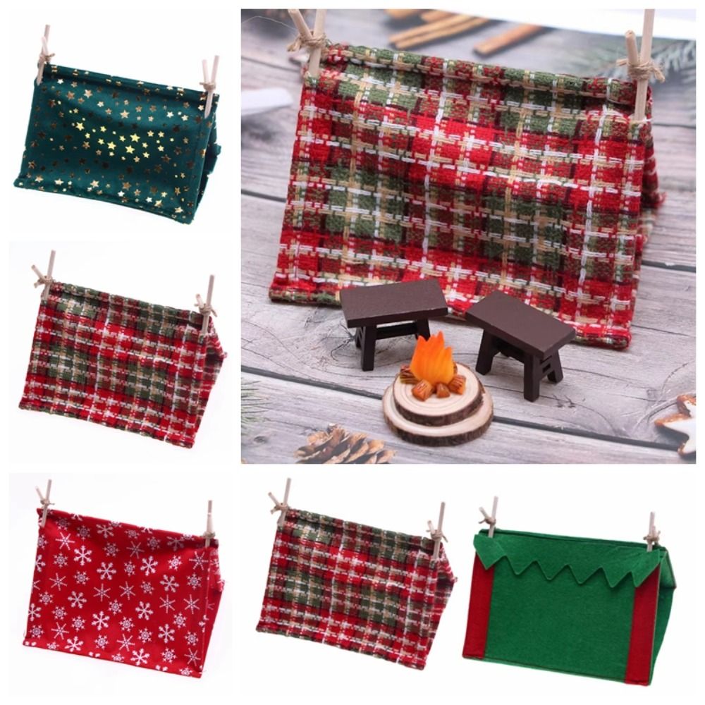 Small Tent Picnic Scene Mini Camping Tent Simulated Outdoor Tent Ornament Doll House Tent Christmas Decor Realistic Miniature Tent Model Kids Toy