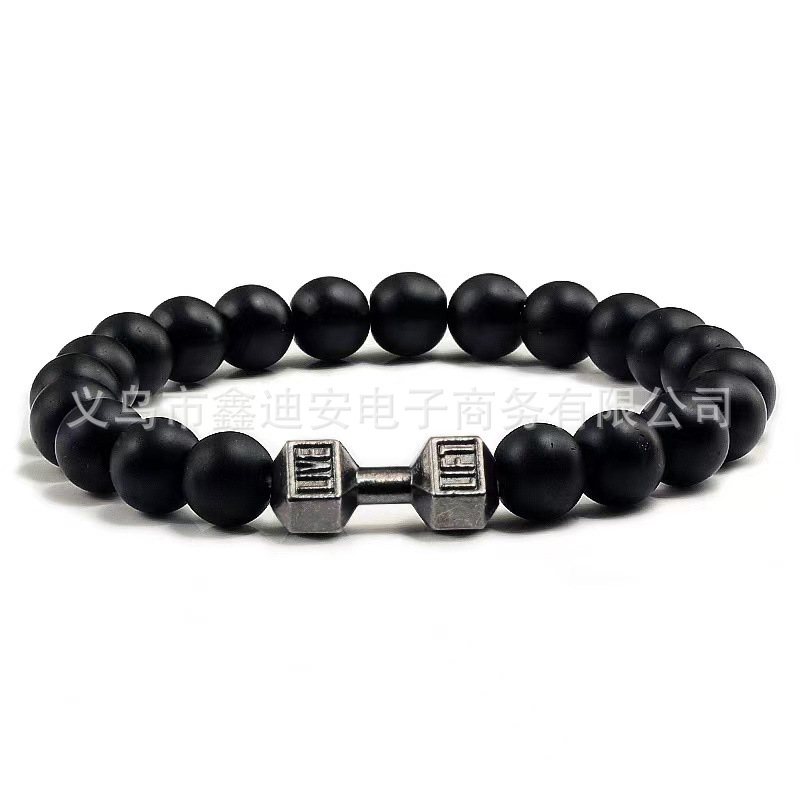Saleã€‘Beaded Bracelet Volcanic Dumbbell Jewelry Men's Women's Natural Stone Turquoise Watch Accessories