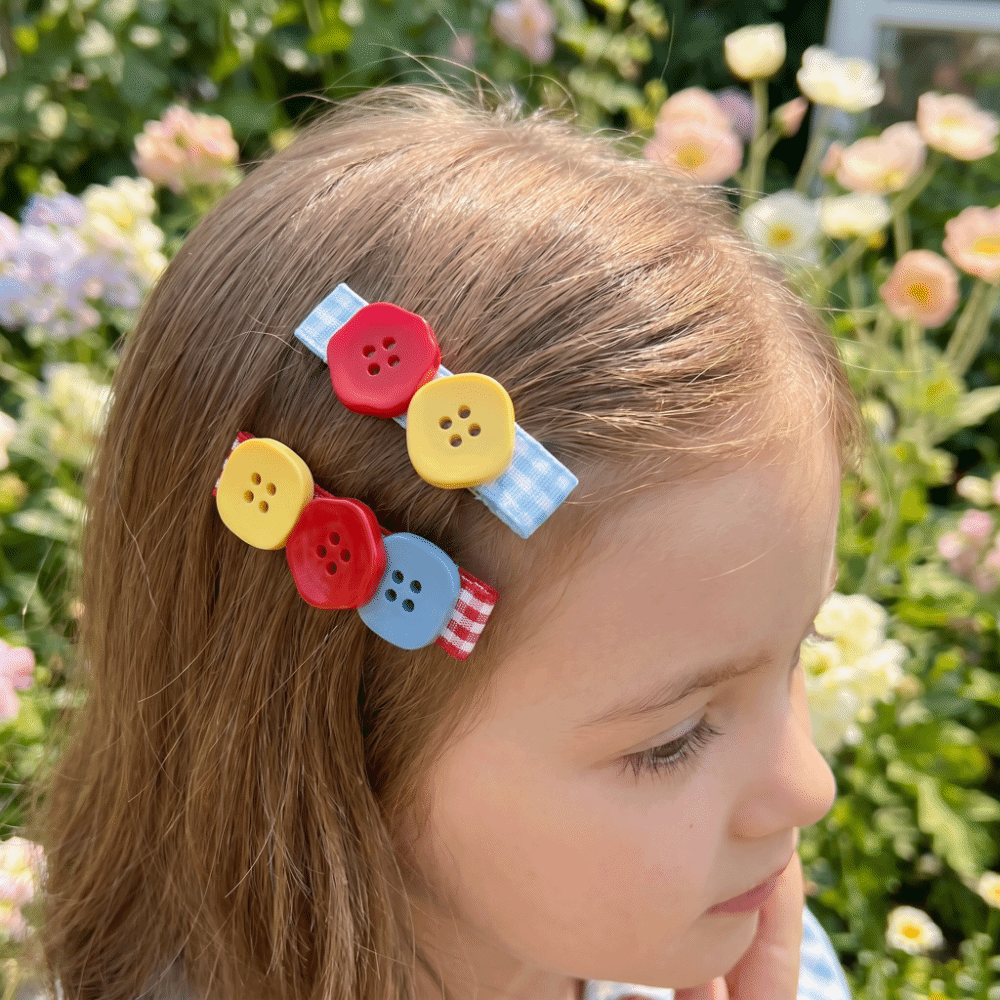 2 pcs/set Boho Resin Button Hair Clips Color Block Small and Cute Duckbill Clips Colorful Lightweight Hairpin Gift