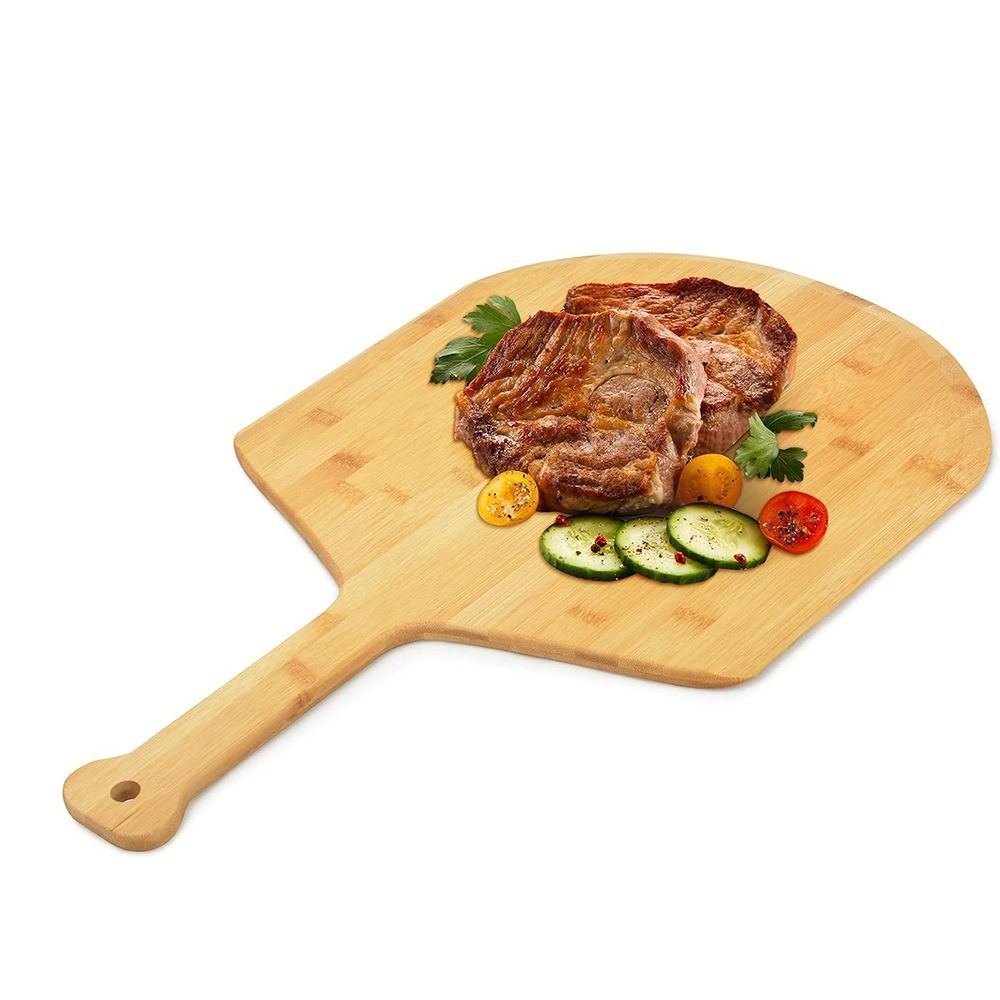 Premium Smooth Long Handle Pizza Peel Nonstick Bamboo Wood Bamboo Pizza Cutting Board Easy Storage Durable Serving Board Fruit