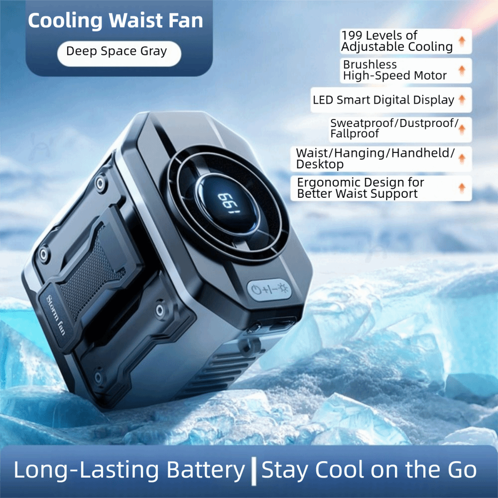 F013 4500mAh Mini Rechargeable Camping Hanging Neck 3 Speeds High-speed Powerful Wearable Waist Clip Fan