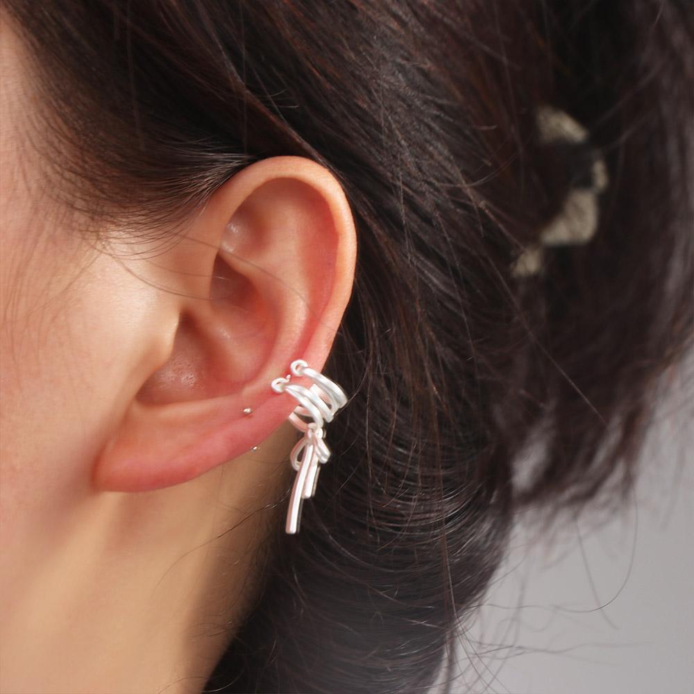 Sweet Y2K Balletcore Ribbon Ear Cuff Harajuku Lacing Bow Ear Cuffs Non-piercing Punk Bow Earrings Women