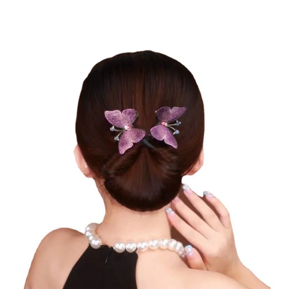 Fashion Fairy Simple Hair Accessories Hair Clip For Girls Meatball Head Butterfly Hairstyle Tools Hair Device Hair Bun Maker Flower Ponytail Buckle