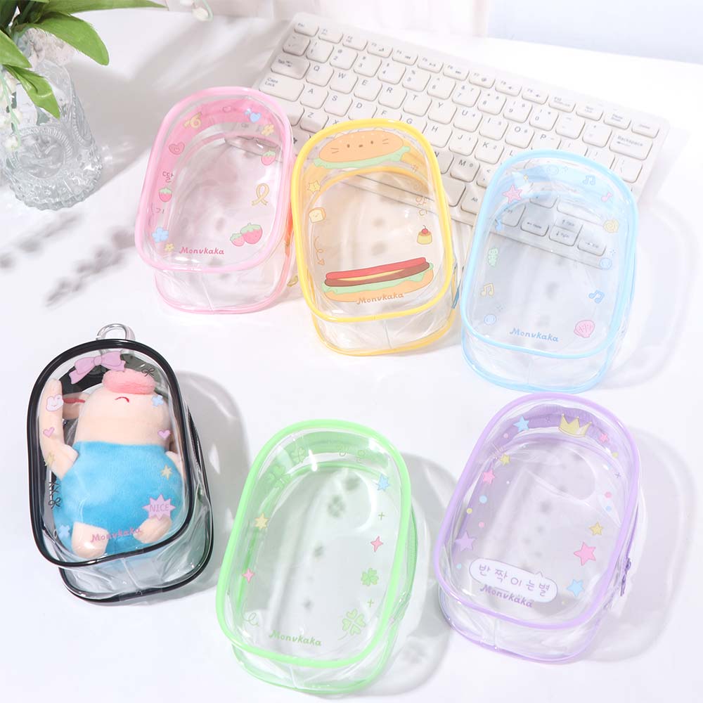 Mini Cartoon Design 10cm Transparent Doll Bag Display Clear Doll Storage Bag Colorful PVC Outdoor Doll Display Bag Storage Bag