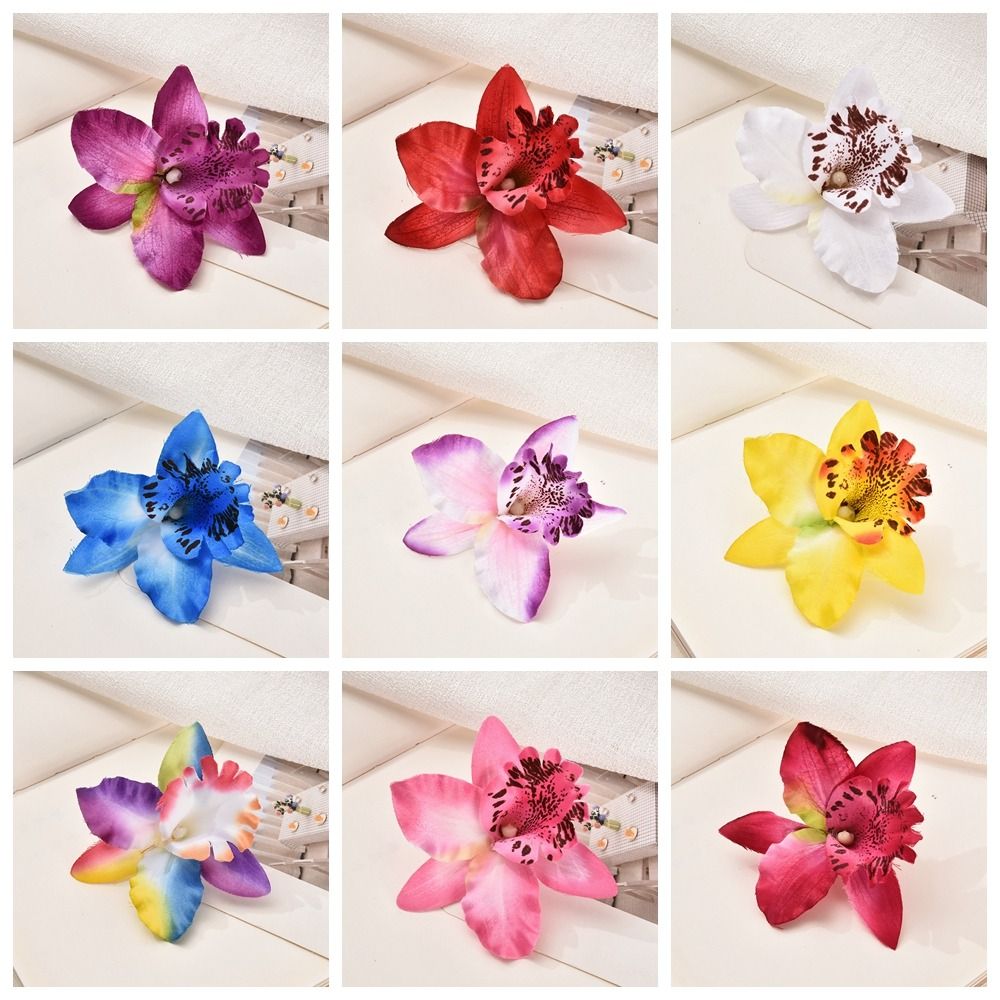 Sweet Cloth Satin Hairpin Flower Hair Clip Bohemian Style Artificial Floral Headdress Seaside Vacation Headwear Headdress Thai Orchid Flower Hairpin Beach