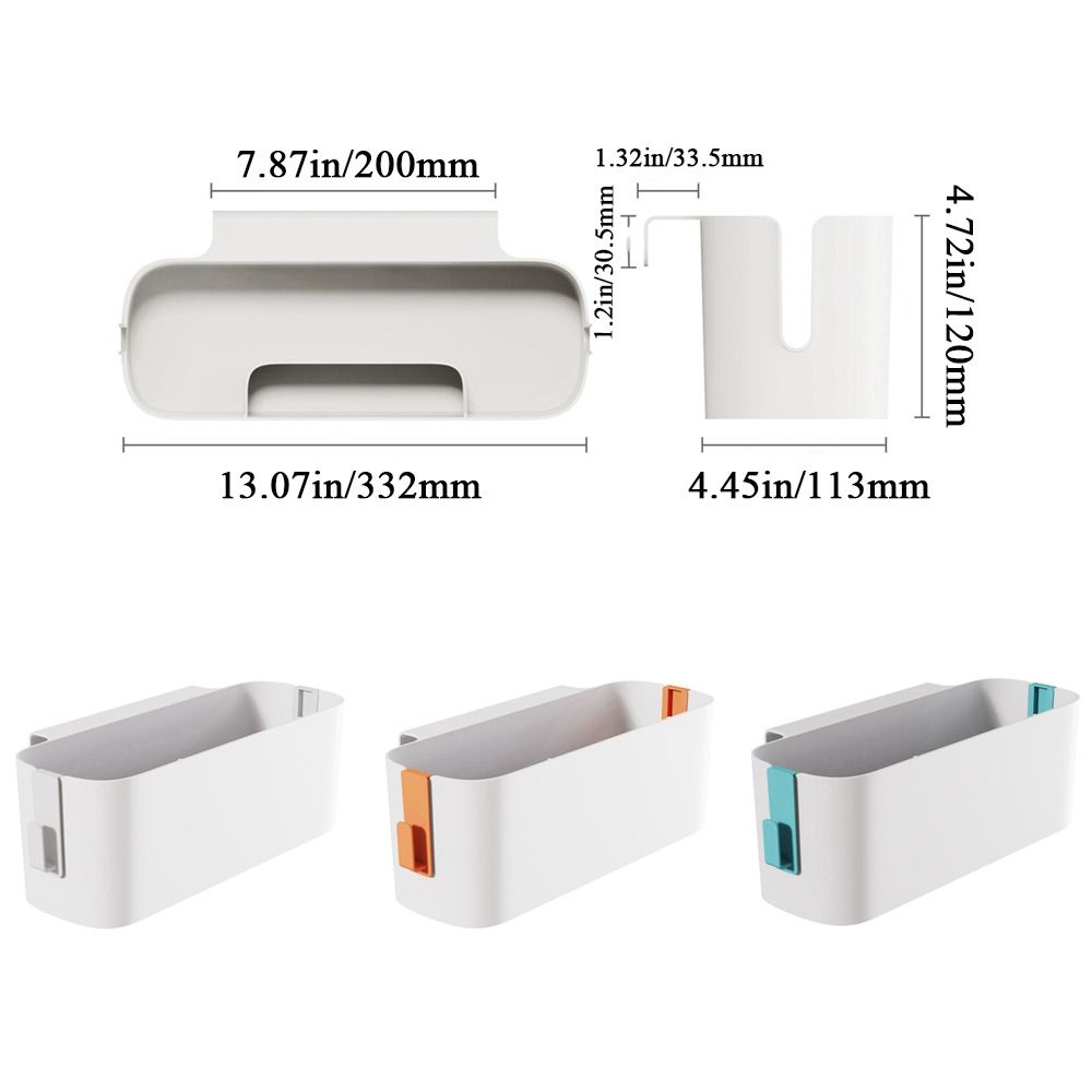 Multifunctional Plastic Bedside Storage Basket Free Punch Space Saving Night Stand Shelves White with Removable Hook Sundries Organizer
