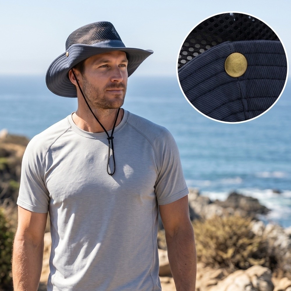 New Large Brimmed Mesh Fishing Hat Anti-UV Foldable Outdoor Camping Hat Waterproof Breathable Sun Hat Outdoor