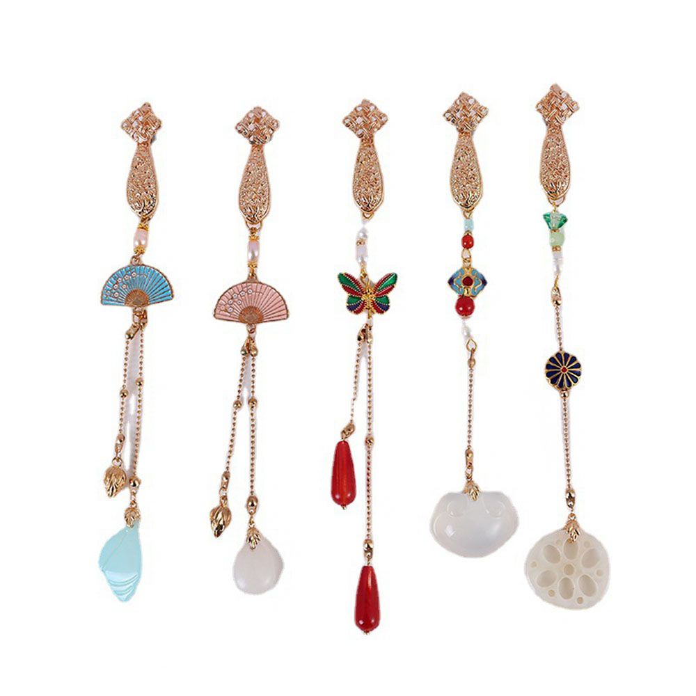 Wedding Vintage Elegant Hanfu Clothing Accessories Chinese Style Brooches Butterfly Tassel Brooches Metal Collar Pins Antique Fan Pendant Cheongsam Pin Accessories