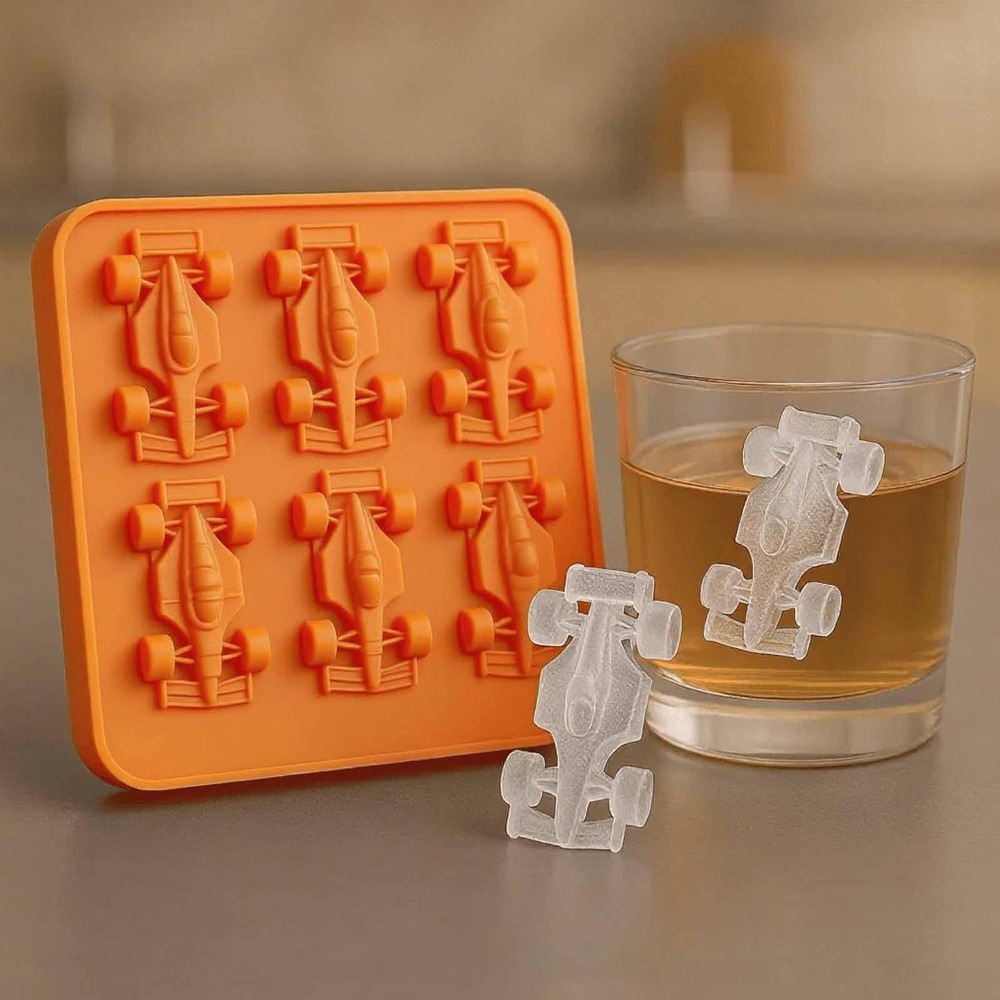Kitchen Gadgets 6-Cavity Formula Racing Car Ice Mold Non-stick 3D Ice Cube Tray Soft DIY Racing Car Jelly Mold Easy-release Mold