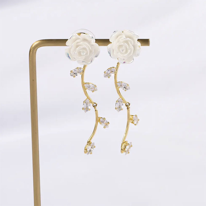 【Special offer】Camellia Earrings Niche Design High-grade Sweet Long Tassel Earrings Gentle Exquisite Rose Earrings Women
