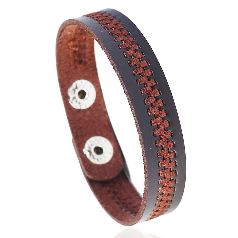 designs】New Punk Artificial Leather Retro Bracelet Bracelet One Piece Men's and Women's Popular Hand Jewelry