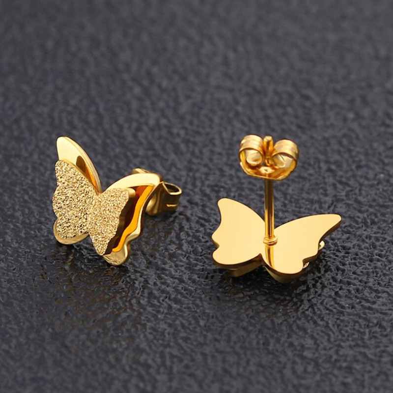 【New Arrivals】2023 New Hollow Butterfly Earrings Women's Japanese and Korean Style Simple Ins Style Light Luxury Earrings Earrings Earrings