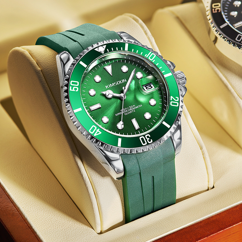 Swiss genuine men's large dial watch green water ghost men's watch quartz watch cross-border quartz watch