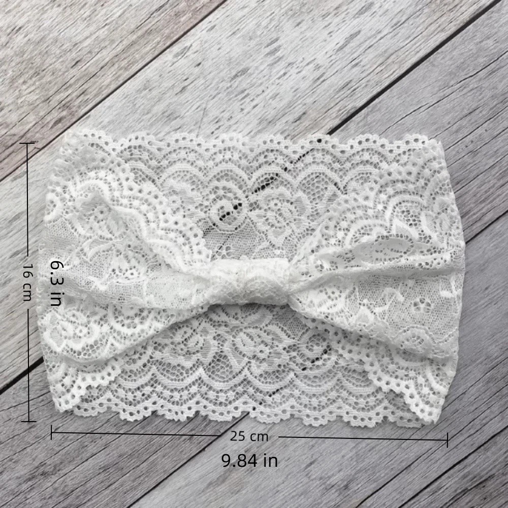 Stylish Soft Solid Color Headband Bow Non-Slip Lace Trim Headband Breathable Athletic Yoga Elastic Headwear Daily Wear
