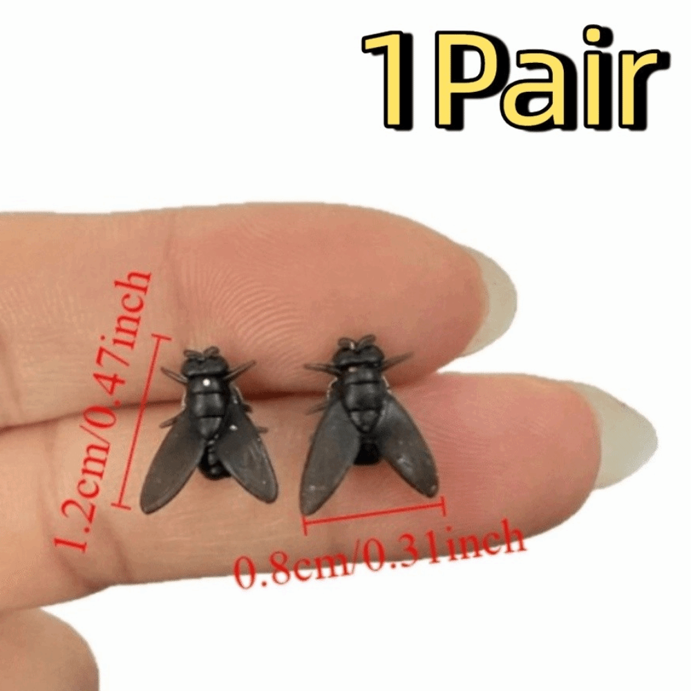 Gift Creative Flies Studs Earrings Prank Funny Mini Fly Earrings Realistic Black Insects Small Earrings Popular Accessories