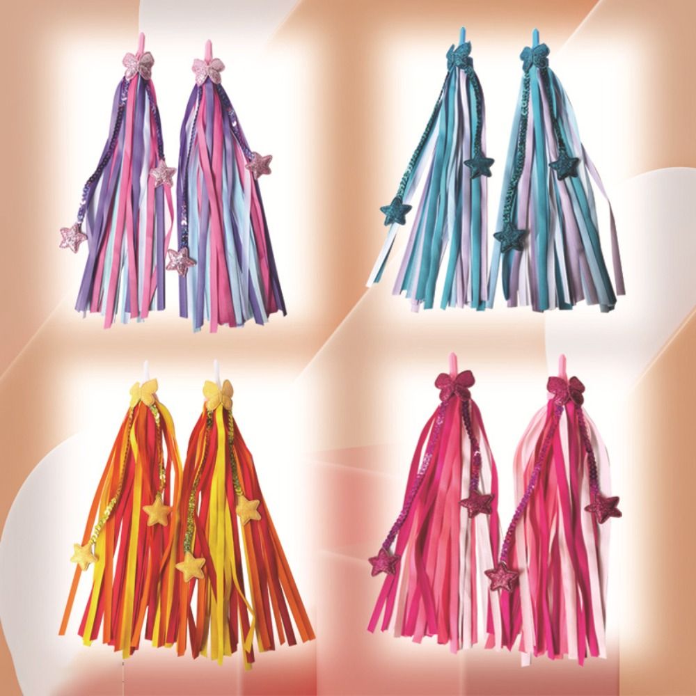 1pair Sparkly Ribbon Style Bike Streamers Colorful Playful Bike Tassels Lightweight Scooter Tassels Scooter