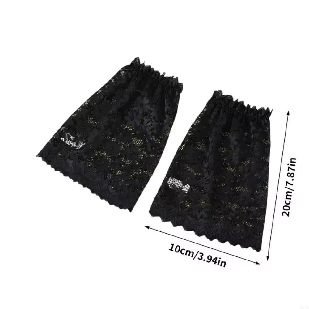 Casual Solid Color Lace Floral Cuffs Bell Sleeves Stretchable Fake Sleeves Black White Wrist Accessories Wedding Dress
