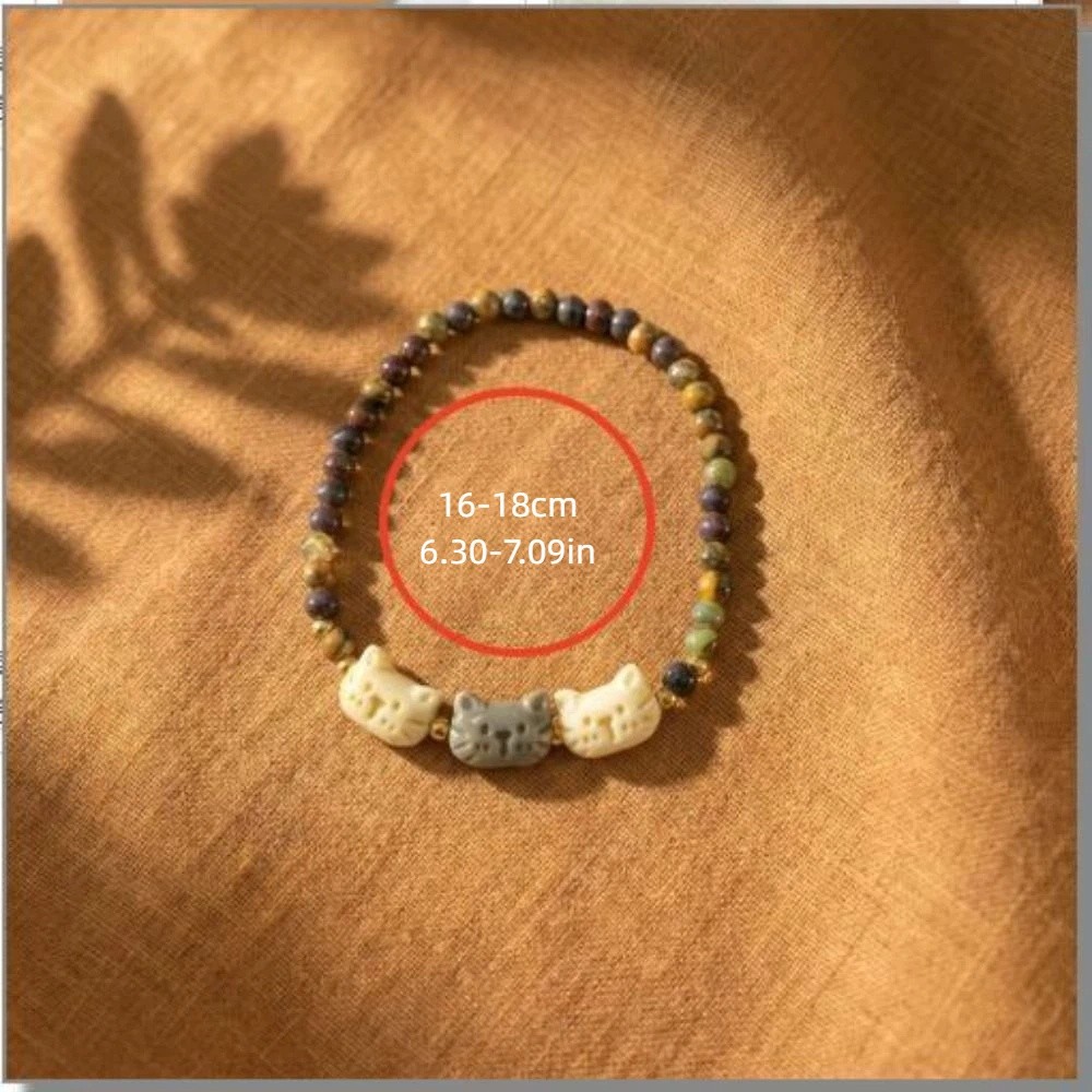 Ornaments New Chinese Style Cat Bracelet Resin Best Friend Women Jewelry Cute Stacked Bracelet Gift