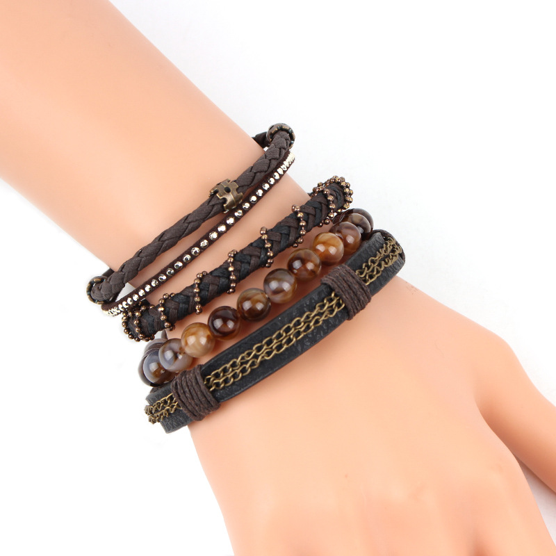 【Trendy Style Wearing Bracelet Pure Hand-Woven Original Leather Bracelet for and Women
