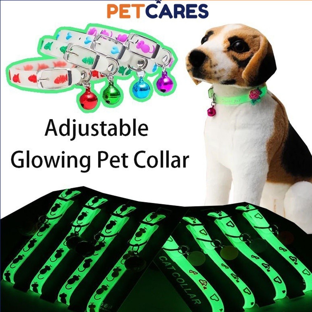 New Silicone Luminous Cat Necklace Bell Attachment Pet Cat Accessories Anti-Loss Collar Neck Ring Glowing Dog Collar