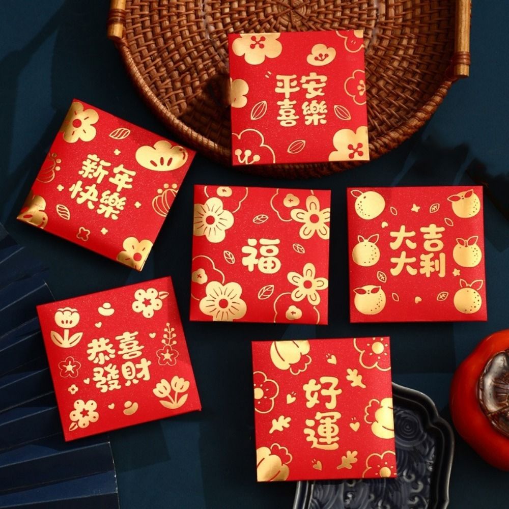 6 Pieces Practical Hot Stamping 2026 Horse Year Red Envelope Chinese Style Traditional New Year Money Envelope Bless Words Paper Money Bag Party Gifts