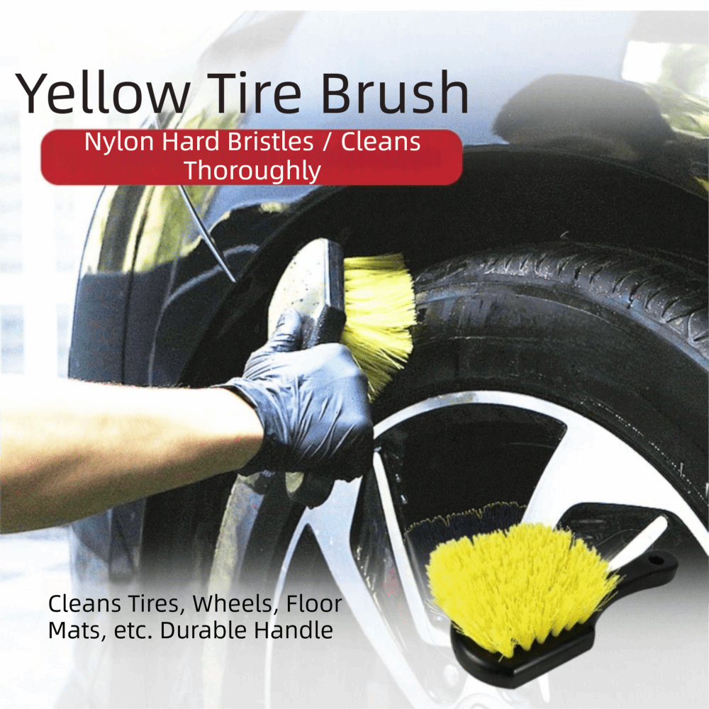 Detailing Tool Soft Bristle Car Tire Brush Short Handle Heavy Duty Car Wash Brush Ergonomic Handle Durable Design Utility Scrub Brush Rims Cleaning