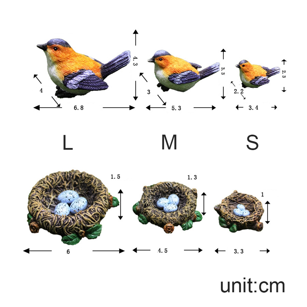 Mini Crafts Succulent Dollhouse Bonsai Ornaments Little Birds Home Decor Fairy Garden Decor Miniature Figurines Micro Landscape