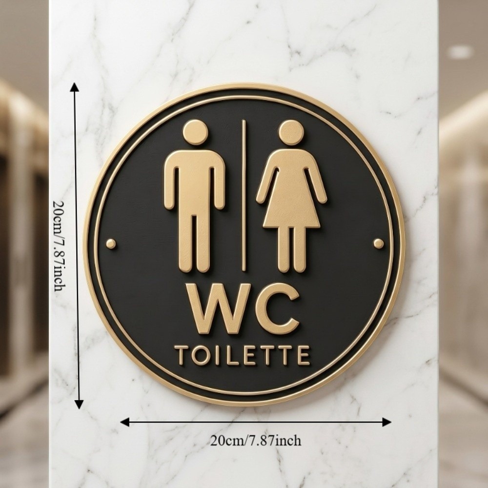 Wall Art Round German Toilet Sign Wall Decoration Door Hanging 2D Flat Sign Toilet Decoration Bathroom Door