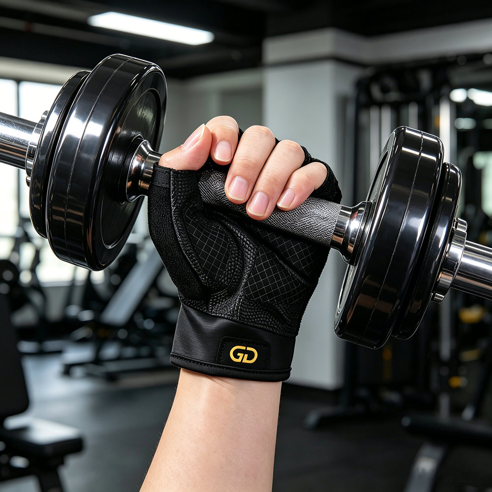 1Pair Comfortable Breathable Weightlifting Gloves Thickened Anti-Slip Fitness Half Finger Gloves Wear-resistant Shockproof Cycling Motorcycle Gloves Bodybuilding Powerlifting Training
