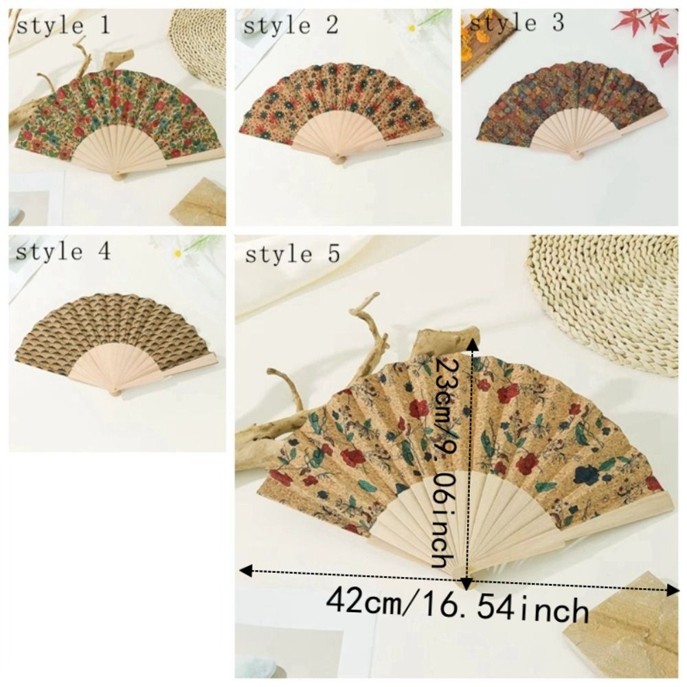 Home Decor Vintage Hand Held Fan Classic Traditional Folding Fan Portable Decorative Bark Fan Photography Props