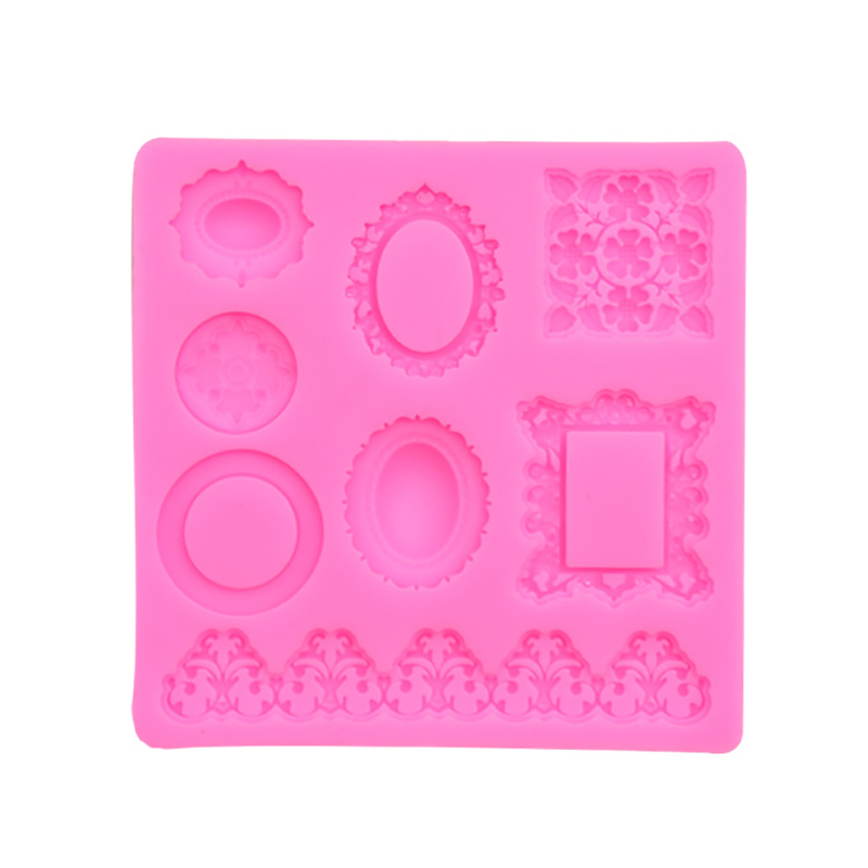 3D Fondant Cake Mold Vintage Mirror Frame Silicone Molds Cooking Tools Mould CF8