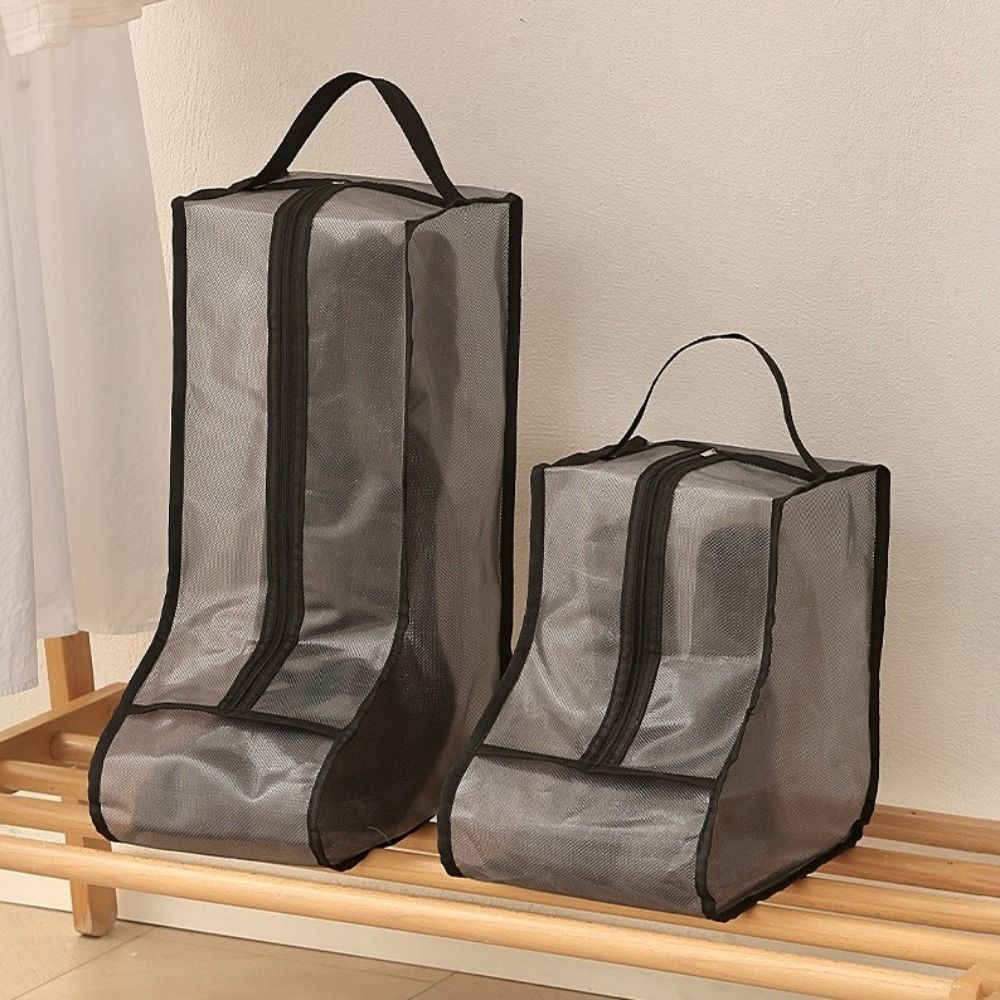 2Pcs Portable Transparent Boot Storage Bag Dustproof Foldable Shoes Storage Bags Waterproof with Handle Boots Storage Organizer Outdoor