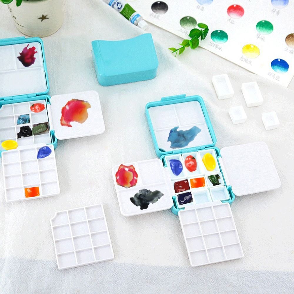 Drawing Accessories Portable Mini Portable Painting Box Subpackage Design Removable 12/24 Grids Palette Empty Compact Travel Art Supplies Box Travel Use