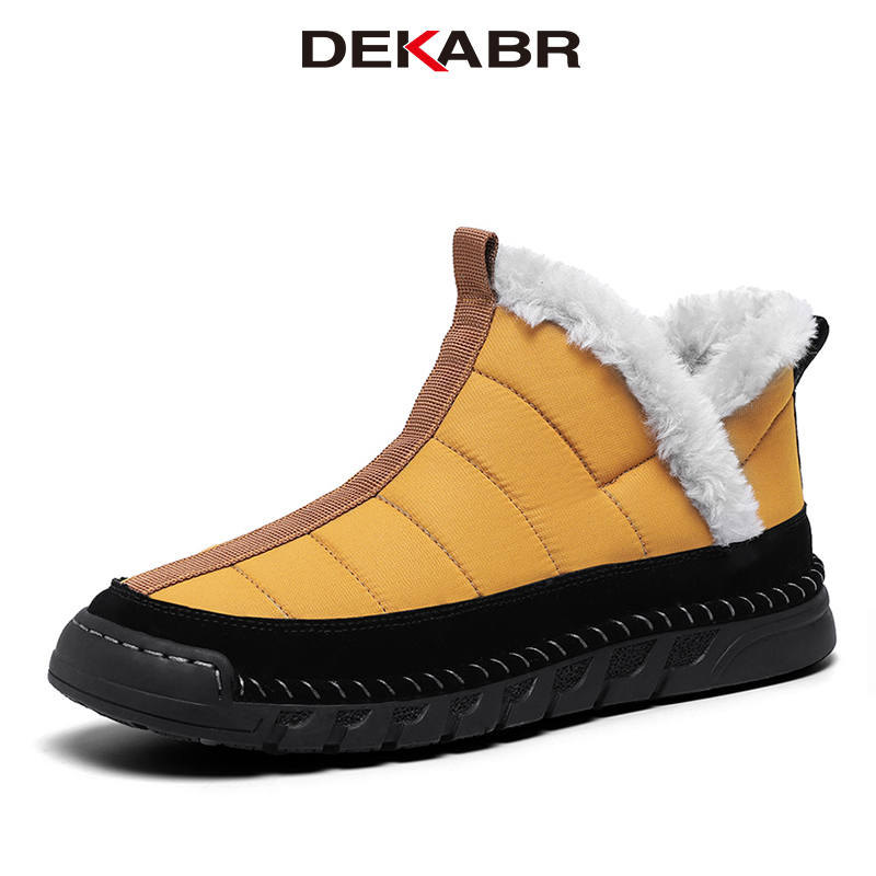 DEKABR New Men's Boots Handmade Comfortable Warm Shoes Men Non-Slip Casual Plush Winter Ankle Snow Boots Size 38-46