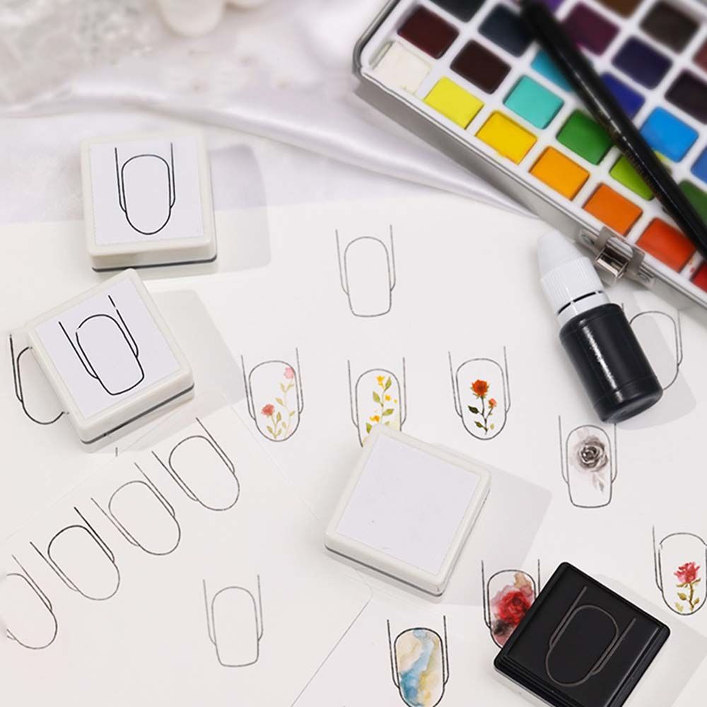 Portable Manicure Salon Tool Drawing Painting Watercolor Hand-painted Tool Nail Template Seal Ink Beginners Nail Practice Seal Mold