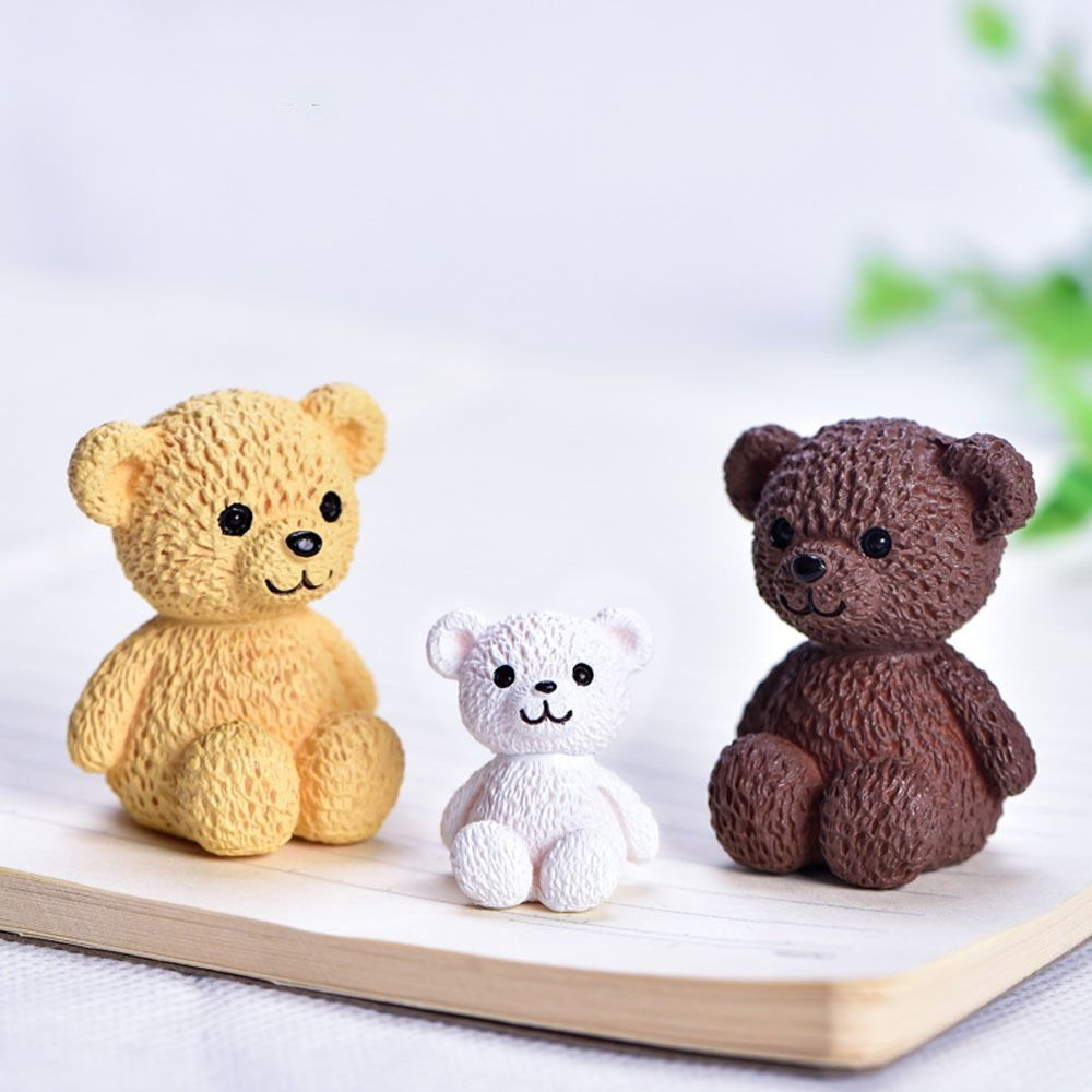 Garden Accessories Cute Miniature Bear Figurines Funny Mini Cartoon Animal Statue Plastic Handmade Bear Ornament Dessert Decor