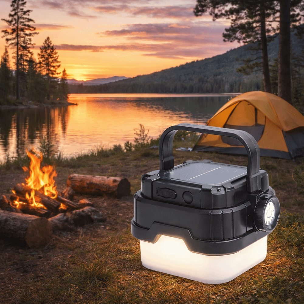 Portable Multi-Function Solar Camping Lamp Adjustable LED Lithium Battery Emergency Light Square Design Waterproof Outdoor Tent Lamp Tent Lighting