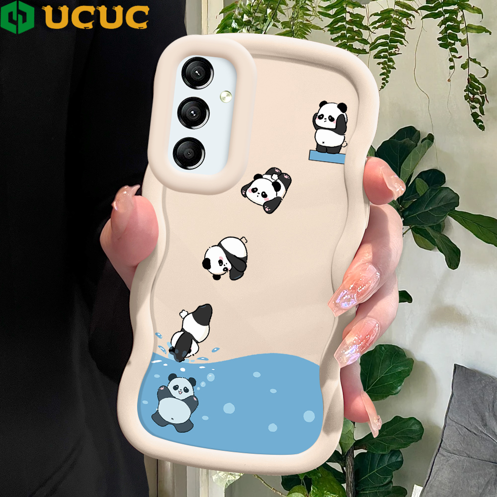 UCUC for Samsung A24 4G Back Cover Panda Diving Creative Candy Color Wave Silicon Phone Protective Case