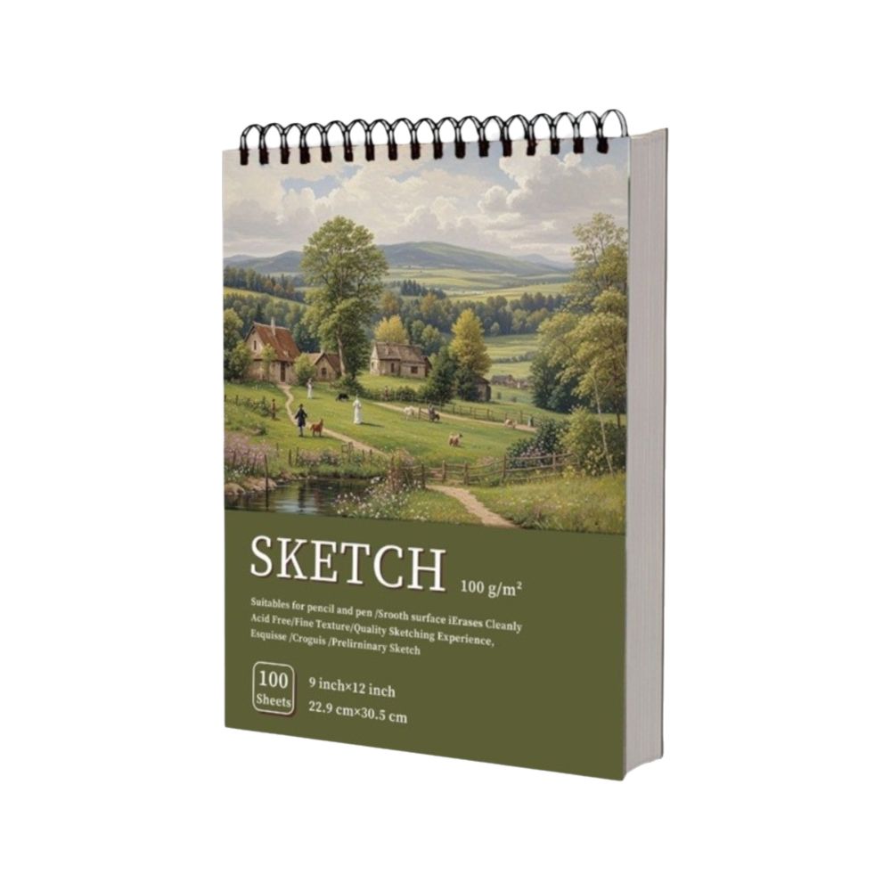 Art Students 100 Sheets Coil Sketchbook Portable Perforated Pages Spiral Bound Artist Sketchbook Acid-Free Paper Easy To Tear Sketching Notebook Watercolor Painting