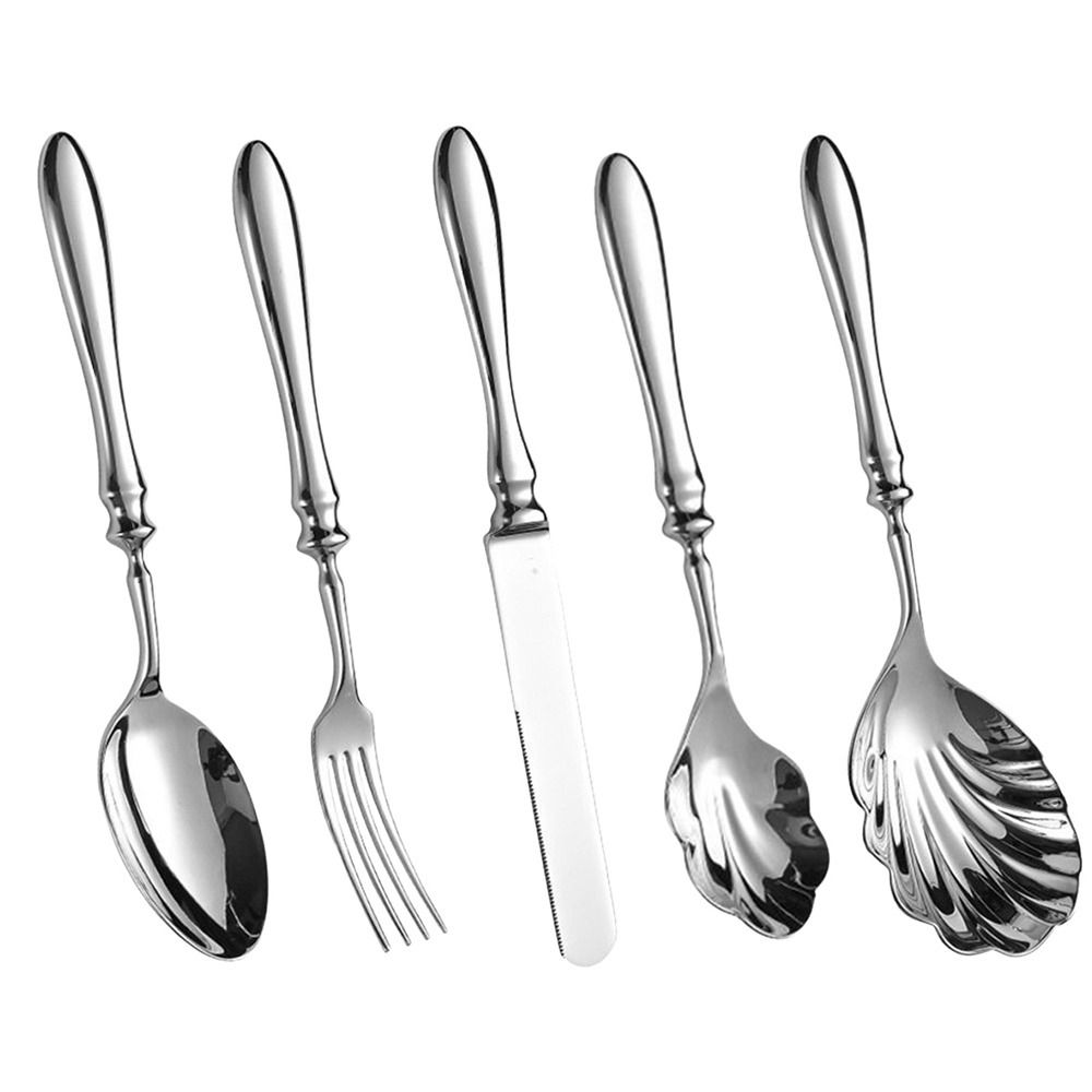Luxury Shell Shape Gourd handle Spoon 304 Stainless Steel Mirror Polish Dessert Spoon Kits Forged Dining Tableware Home Kitchen